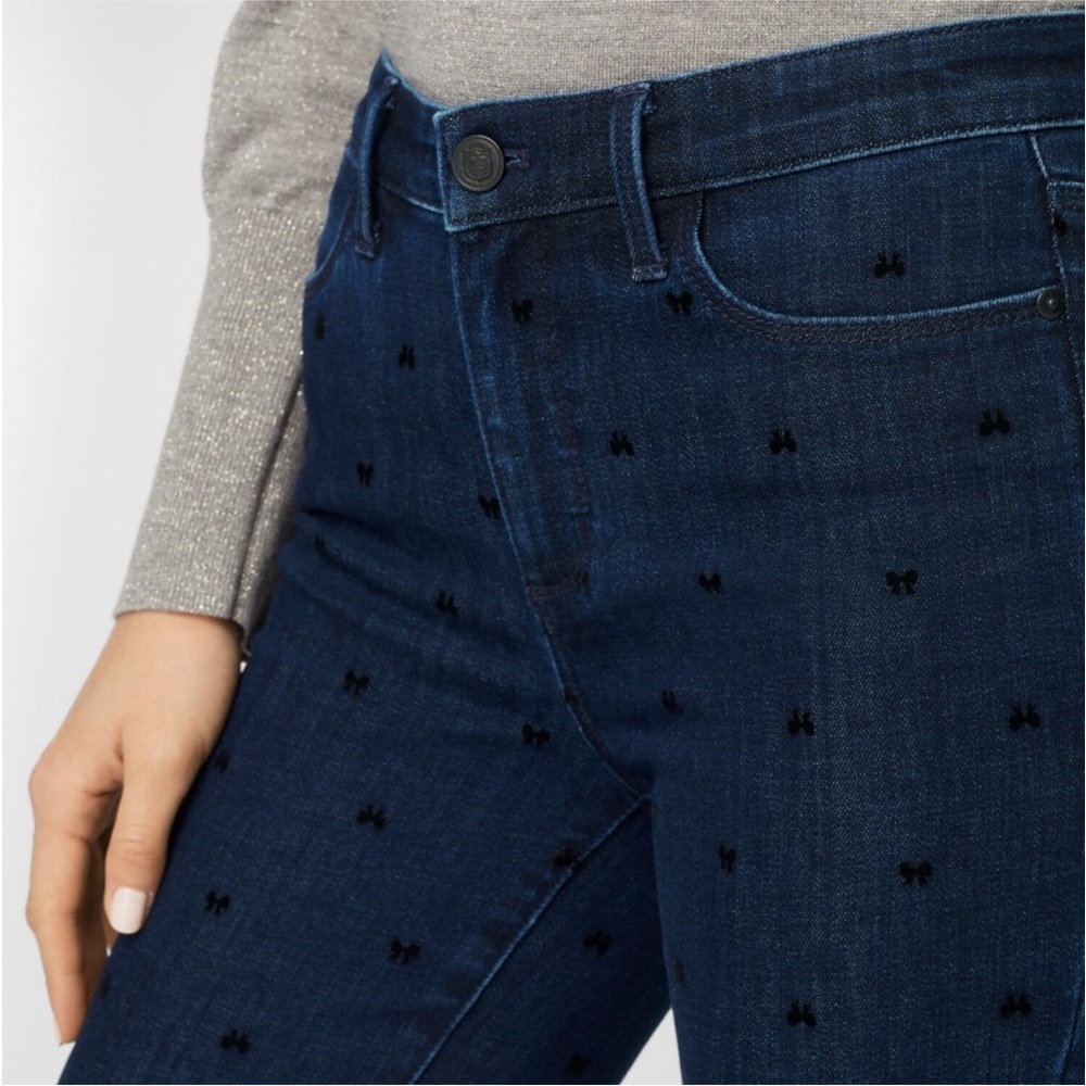 Talbots Women’s Plus Size Jeggings‎ 22 Dark Denim Wash Flocked Black Bows Detail
